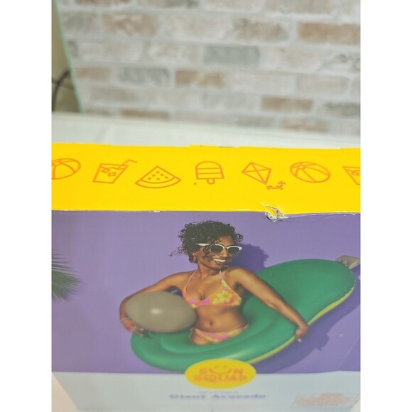 Sun Squad Inflatable Giant Avocado With Beach BallPool Float Large 57”×39x13 - Picture 4 of 9